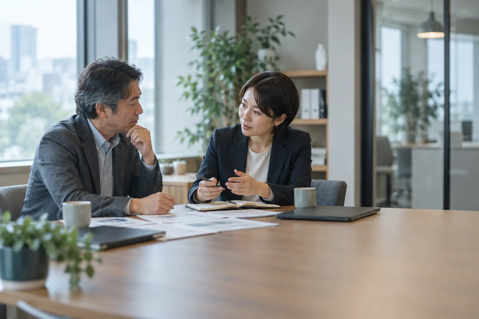 経営者とアドバイザーが1対1で対話する様子