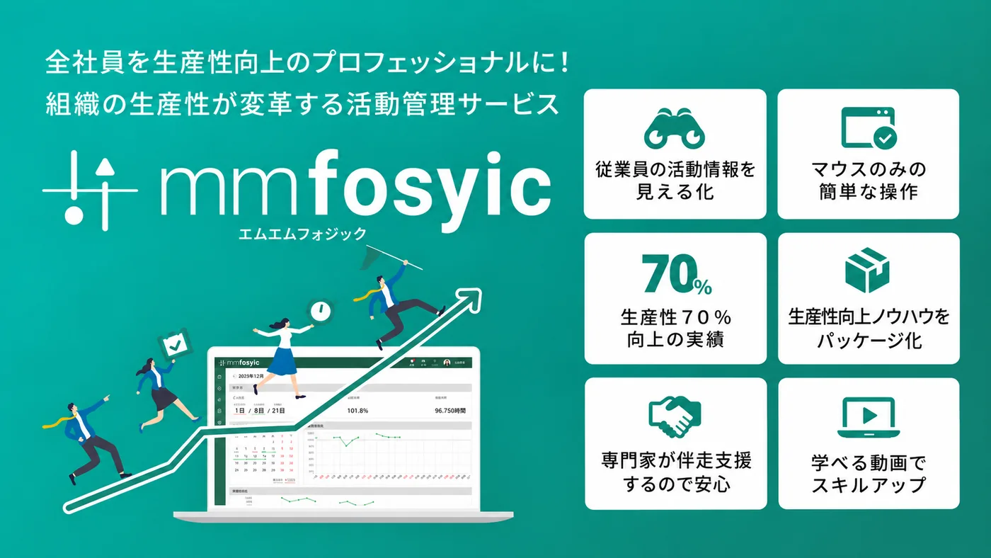 mmfosyic サービス紹介：全社員を生産性向上のプロフェッショナルに。組織の生産性が変革する活動管理サービス